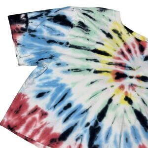 Volcom Shirt Womens Medium Tie Dye Multicolor Crop Top Short Sleeve Skate Casual